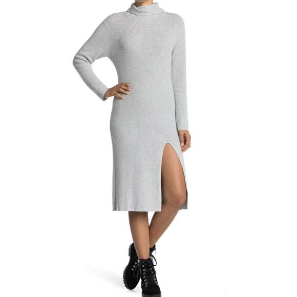ABOUND Ribbed Mock Neck Midi Dress In gray women size Large - Picture 1 of 4